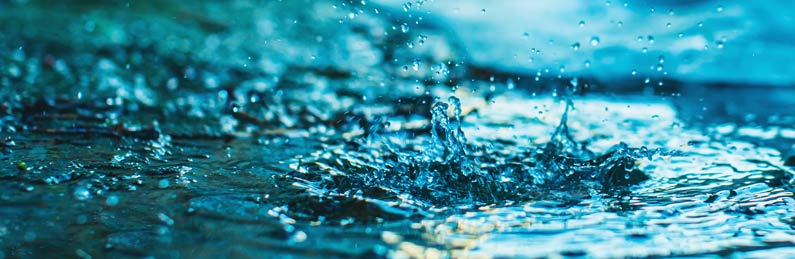 Banner image of water drop to represent flood risk assessment